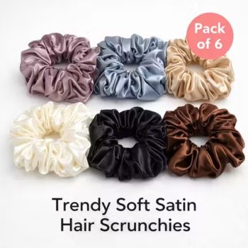 Satin Hair Scrunchies for Girls & Women (Pack of 6) – Multicolor