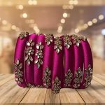 Pink Designer Silk Thread 8 PC Bangles Set For Girls Women