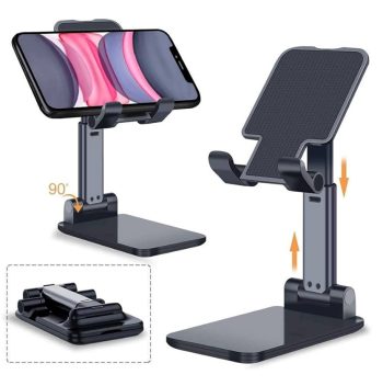 Foldable and Portable Mobile Stand with Stable Base, Height and View Angle Adjustable Phone Stand