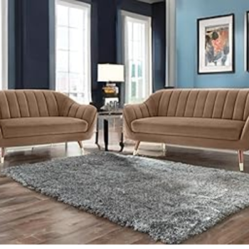 3+2 Seater Ocean Blue Suede velevt Fabric Sofa Set