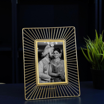 Metal Gold Sunbeam Rectangular Table Top Photo Frame