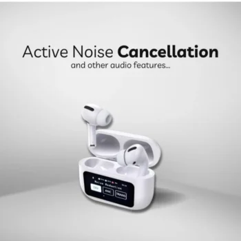 A9 PRO Wireless Earphones with Touch Screen Display, Auto-Lock Feature, Equalizer Function, White